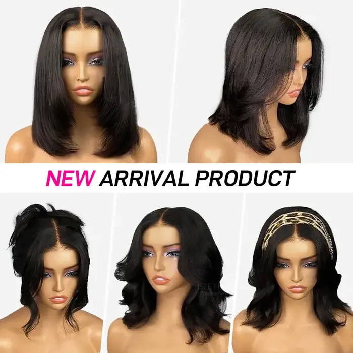 ISEE HAIR 9x6 T partie coupe en couches Bob perruque sans colle Yaki