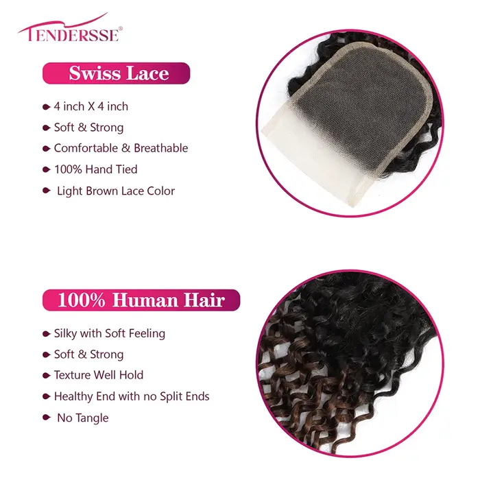 12A 100% cheveux humains mongol crépus bouclés paquets avec fermeture Afro bohème bouclés crépus bou