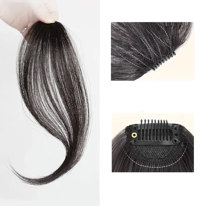 Extensions de cheveux synthétiques à frange centrale