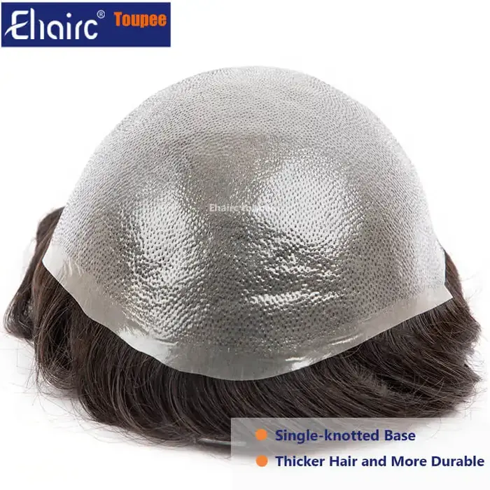 Premium Durable noué Microskin mâle prothèse de cheveux 0.12MM hommes prothèse capillaire hommes per
