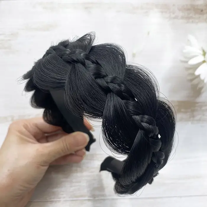 Femmes perruque- bandeaux pour femmes larges tresses en arête de poisson bandeaux à la main rétro tê
