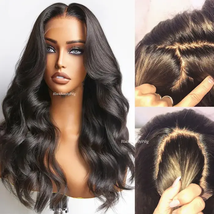 Cheveux brésiliens 5x5 haut en soie pleine dentelle perruque de cheveux humains vague lâche pré plum
