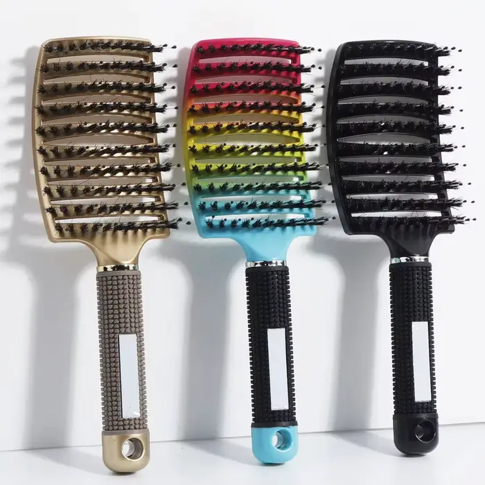Brosse démêlante en poils naturels et nylon pour femmes