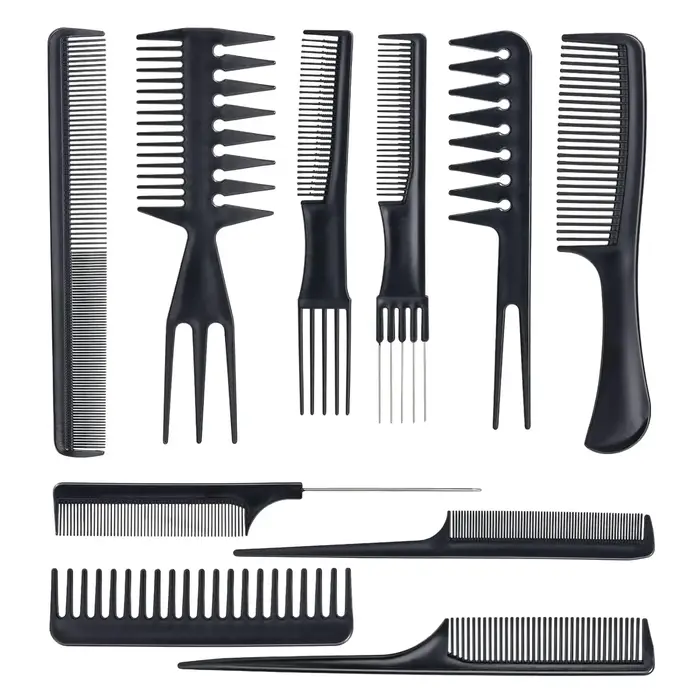 Ensemble de peignes de coiffure 10 pièces
