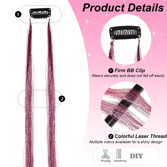 Extensions de cheveux tressées à paillettes en fibre haute température