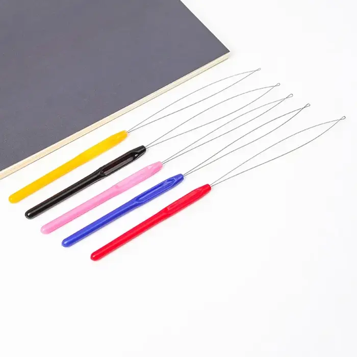 1 pièces poignée en plastique Extension de cheveux touffetage enfileur perle perruque Crochet outil fournitures aiguille perceur, fil de plomb, perruque Crochet