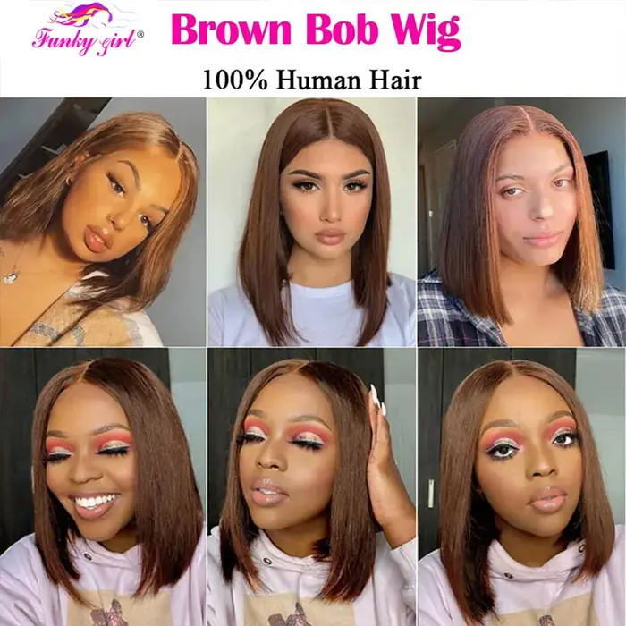 Perruque Bob Lace Frontal Wig naturelle brésilienne Remy