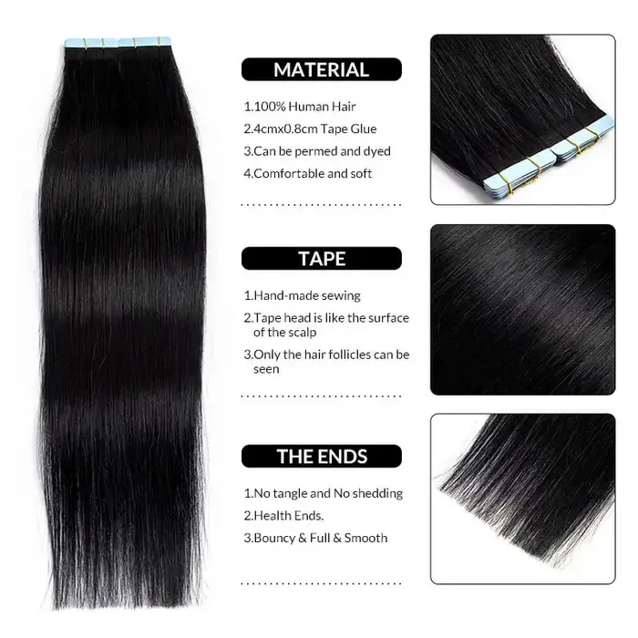 Extensions de cheveux à bandes adhésives
