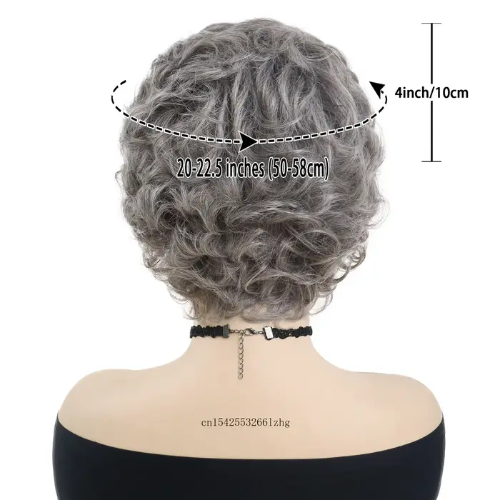 Perruque Courte Synthétique Grise Premium pour Femme