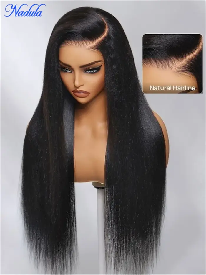 Nadula cordon Yaki droite sans colle perruque cheveux humains 7x5 Bye Bye noeuds Gueless perruque ch