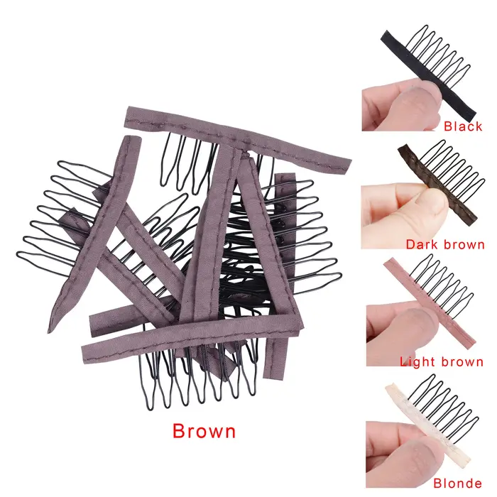 24 pcs/lot dentelle perruque Clips acier 7 dents 5 couleurs Polyester tissu Durable