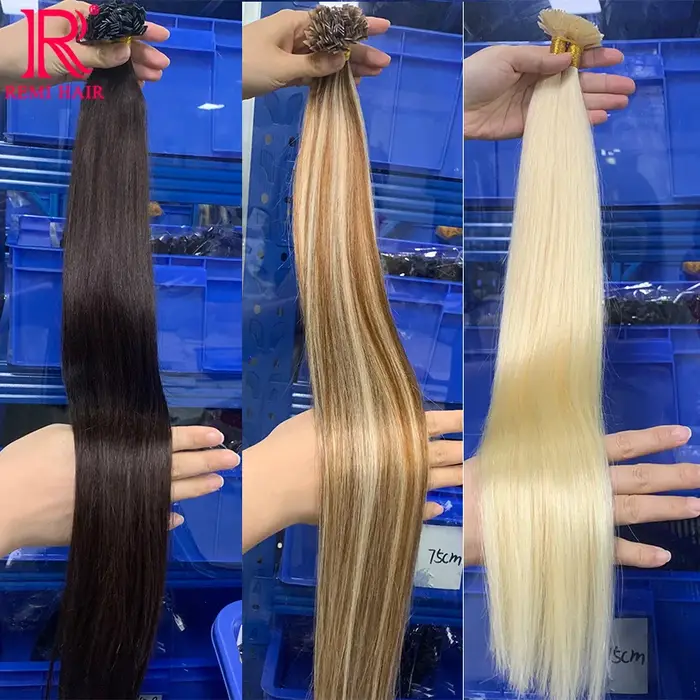 Extensions de cheveux naturels REMI à pointe plate en kératine