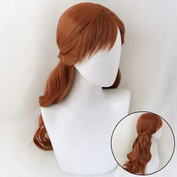 Anna Cosplay perruque princesse tresse perruques cheveux longue vague brune Cosplay Costume Hallowee