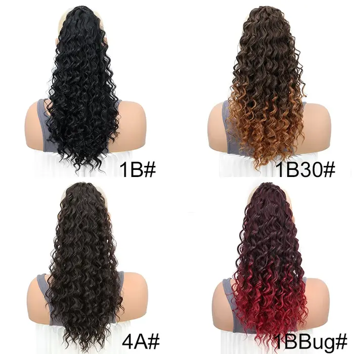 WIGSIN 18 pouces synthétique crépus bouclés queue de cheval cheveux courts moelleux bouclés cordon p