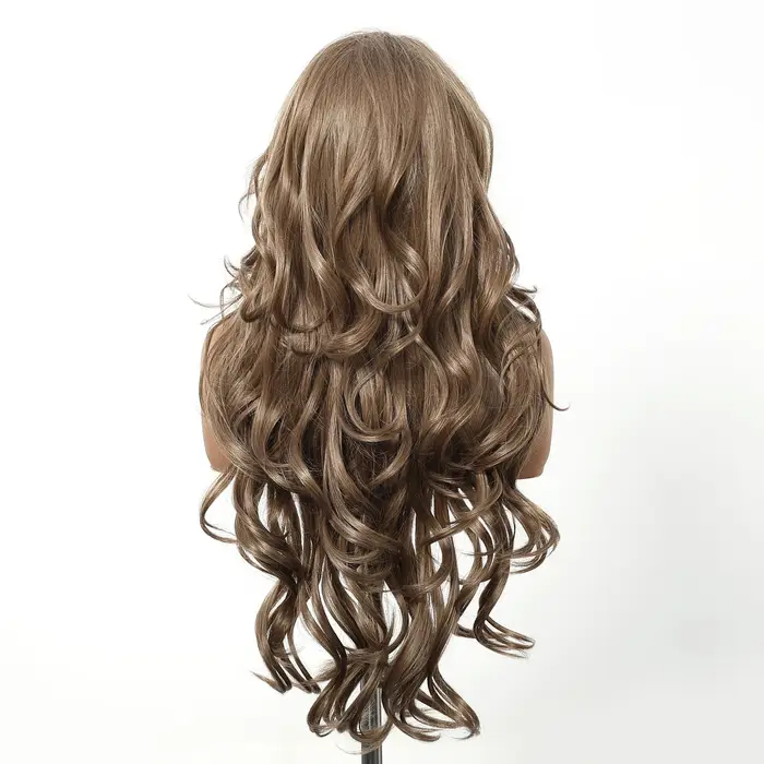 EASIHAIR perruques synthétiques brunes bouclées longues ondulées pour femmes 13*4
