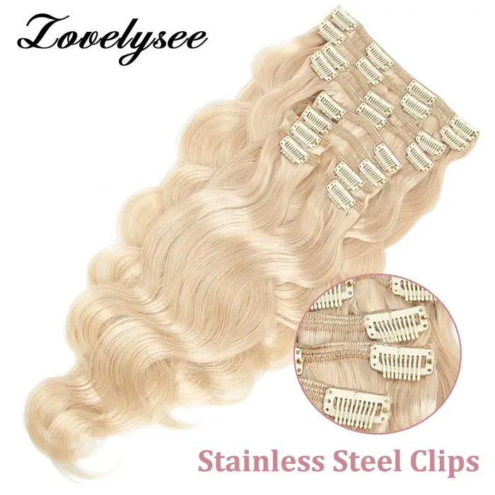 Clip de vague de corps dans les Extensions de cheveux humains brésilien 100% Remy cheveux humains 10