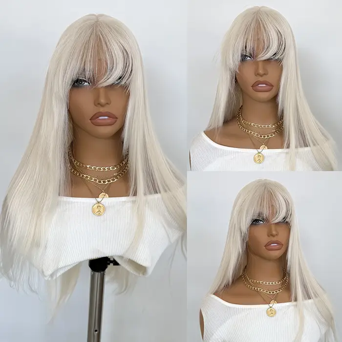 Perruque Lace Front Wig synthétique Blonde platine