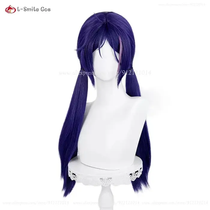 Jeu Mita fou Cosplay perruque 60 cm bleu violet mixte style queue de cheval perruques