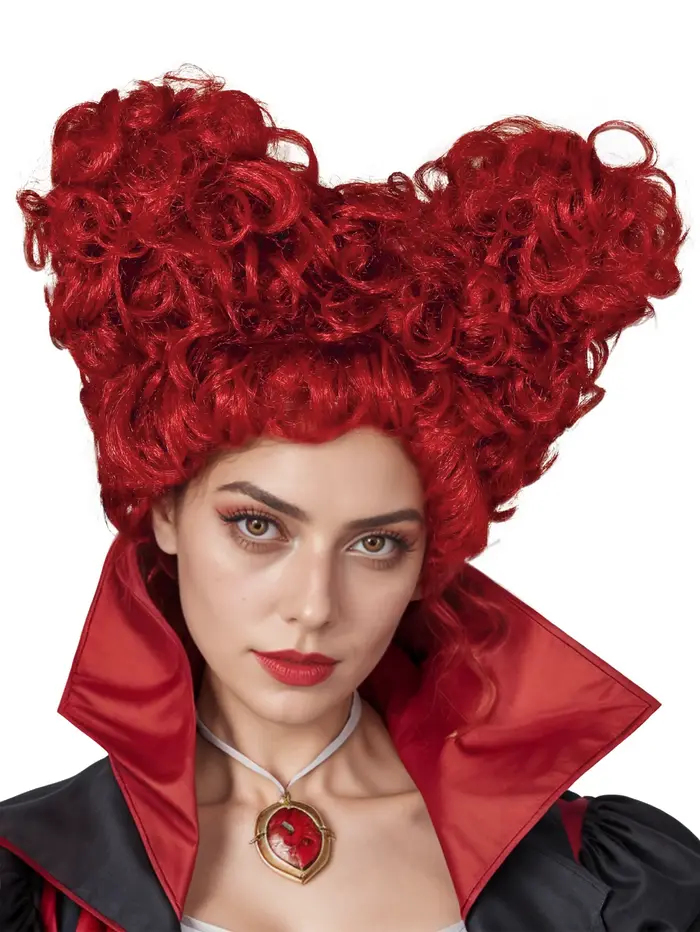 Perruque rouge bouclée inspirée de la Reine Rouge