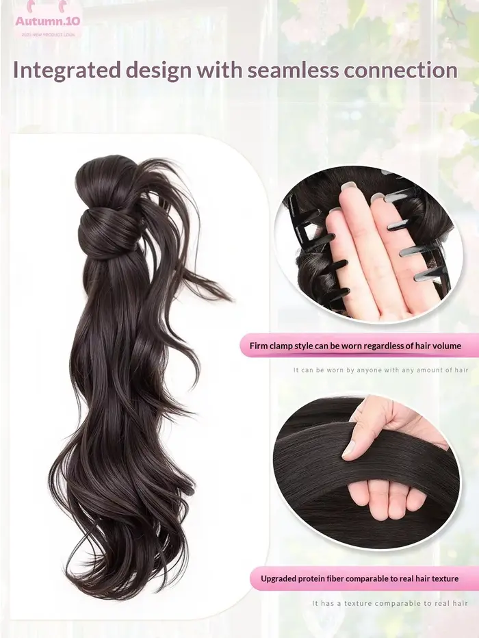 Extensions de queue de cheval synthétiques avec pince à cheveux, postiches ondulés naturels avec cho