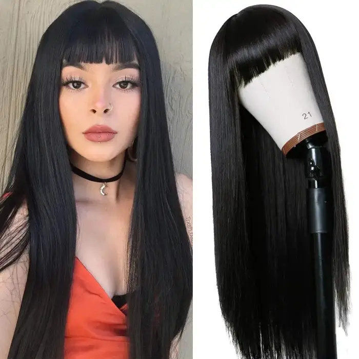 Perruque synthétique 26 pouces la plus vendue pour cheveux longs et raides, idéale pour le cosplay d