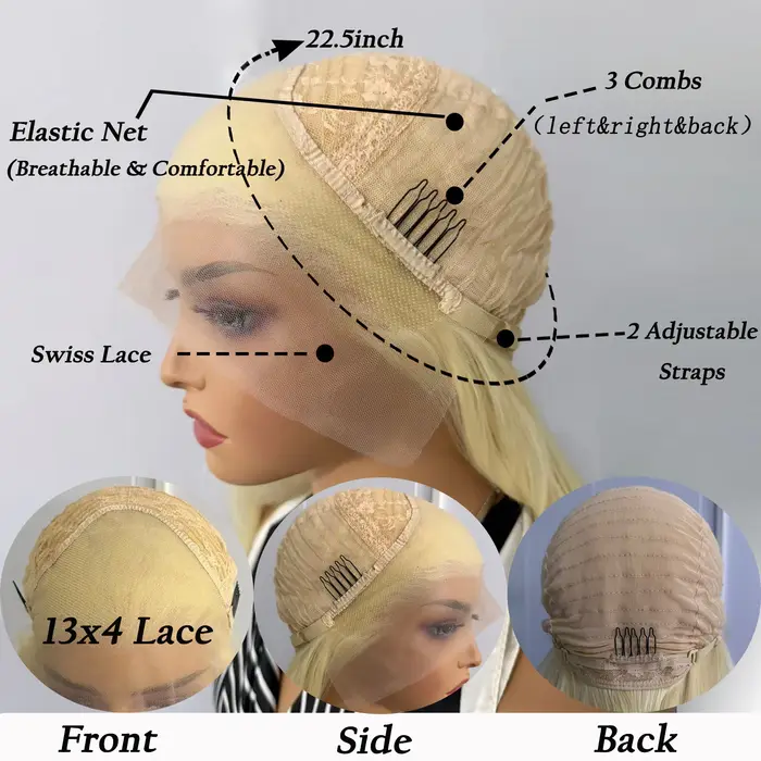 AIMEYA Perruque Blonde Longue Ondulée Lace Front Synthétique pour Femme et Fille