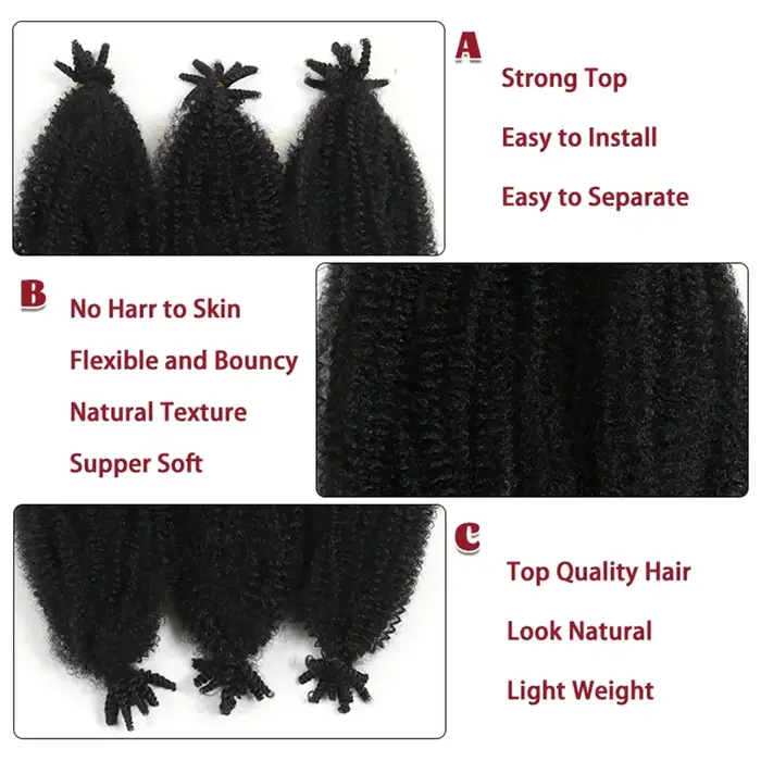 3 paquets de cheveux Afro torsadés de printemps doux 22 pouces Marley Crochet tressage cheveux pré-s