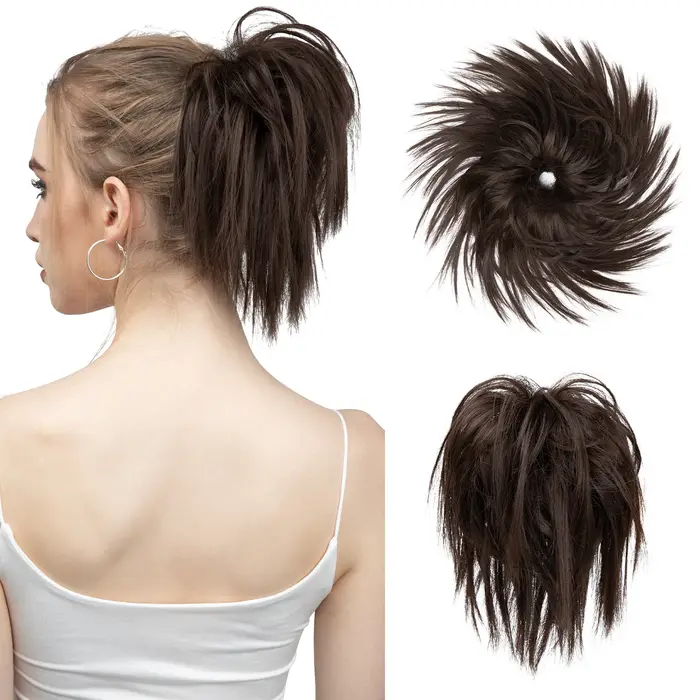 Faux cheveux synthétiques Chignon en désordre Chignon élastique bande Flexible Scrunchy Scrunchie po