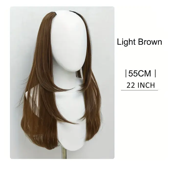 H & STAR-Extensions de cheveux synthétiques en forme de V, 22 pouces, bien mélangés, longs, raides, ondulés, extension de cheveux bruns