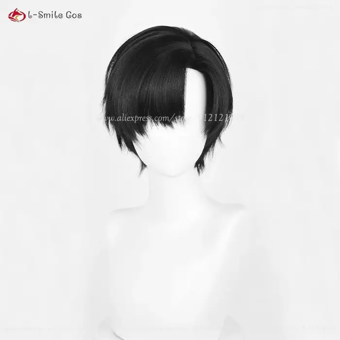2 Styles Anime Ivan Cosplay perruque hommes 30 cm court noir Ivan Cosplay cheveux résistant à la chaleur cheveux synthétiques en STOCK + bonnet de perruque gratuit