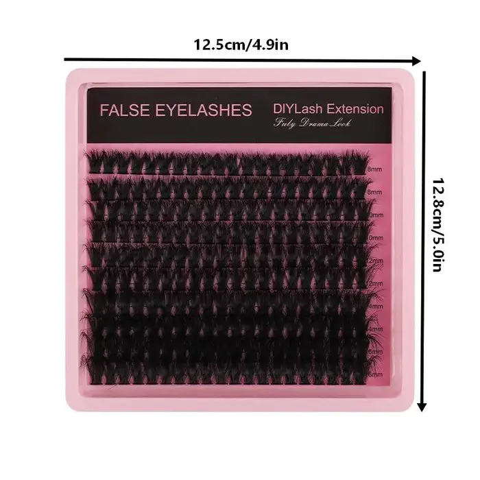 Extensions de cils en grappes 10 rangées 140 boucles épaisses et volumineuses 8-16mm mixtes effet naturel individuelles pour maquillage DIY Kit beauté