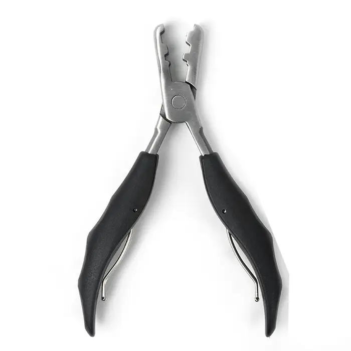 Pince à extensions capillaires noire en acier inoxydable, outil professionnel pour l'installation et