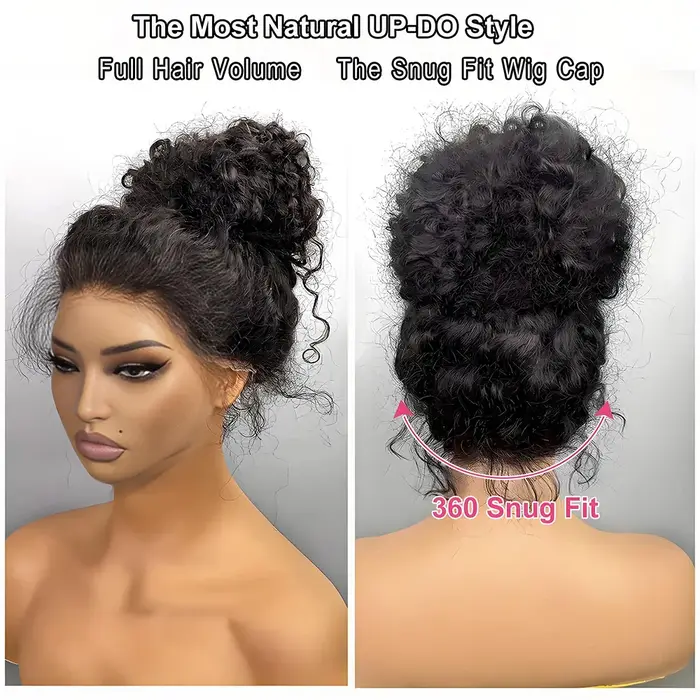 Perruque en cheveux humains ondulés 36 pouces, avec bande invisible, dentelle complète HD 360, densi