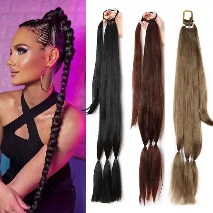 Extensions capillaires synthétiques longues et lisses de 32 pouces