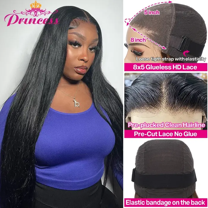 Princesse cheveux 13x6 13x4 HD dentelle frontale perruque pré-épilée sans colle