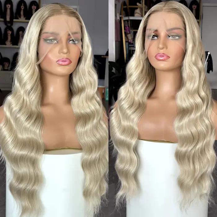 Perruque longue blonde brune ombrée pour femme