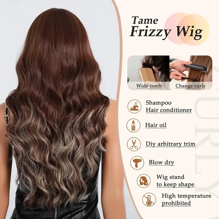 EASIHAIR – perruques synthétiques longues ondulées et bouclées à reflets bruns pour femmes