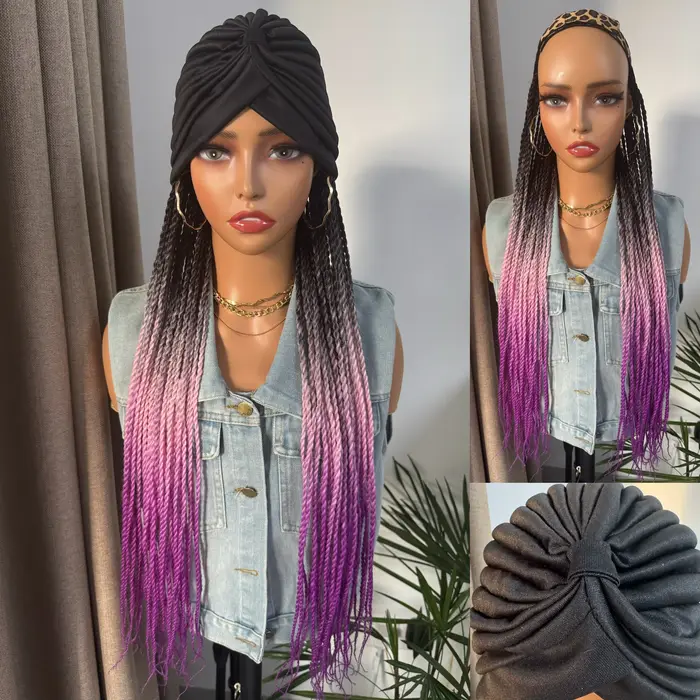 Perruque synthétique torsadée sénégalaise ombrée pour femme