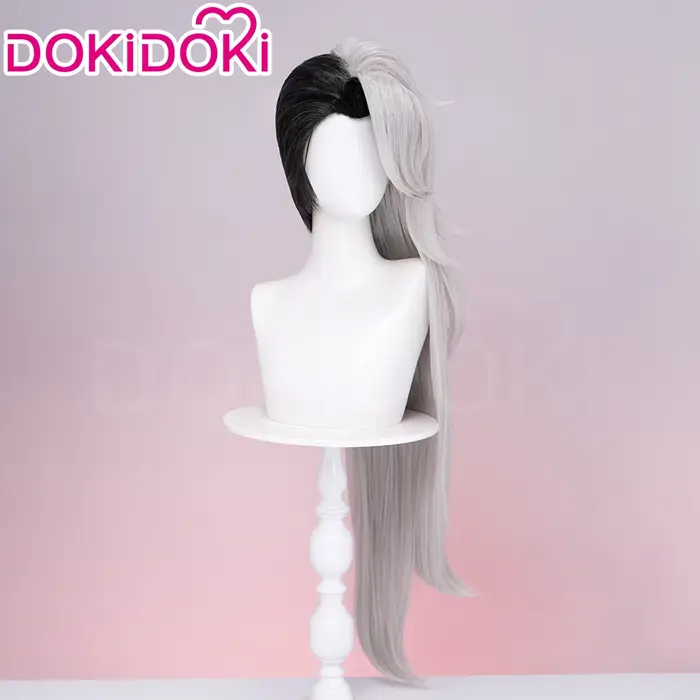 Loona perruque Anime Cosplay dokidoki femmes 90 cm de Long argent-gris noir cheveux