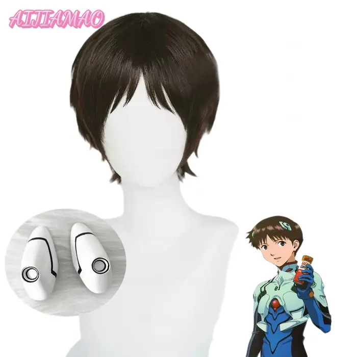Perruque de Cosplay Shinji Ikari