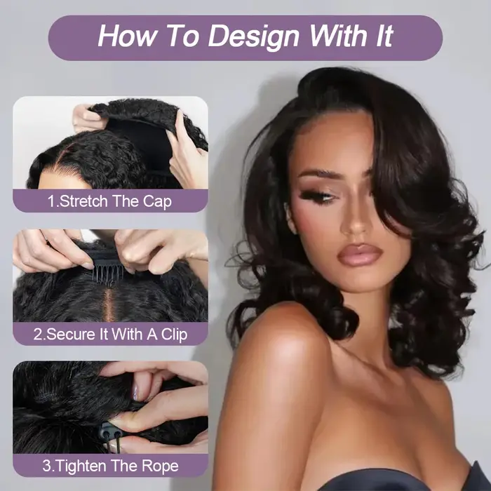 Perruque demi-tête 250% en cheveux humains, ondulée, avec bandeau, version améliorée 3-en-1, à cordo