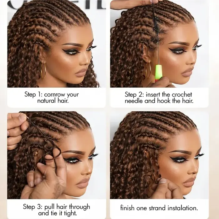 Nexora Cheveux Humains au Crochet Brun Chocolat Ondulations Profondes et Ondulations d'Eau Pré-boucl