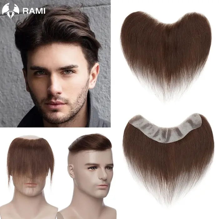 Toupet brun en PU naturel pour hommes