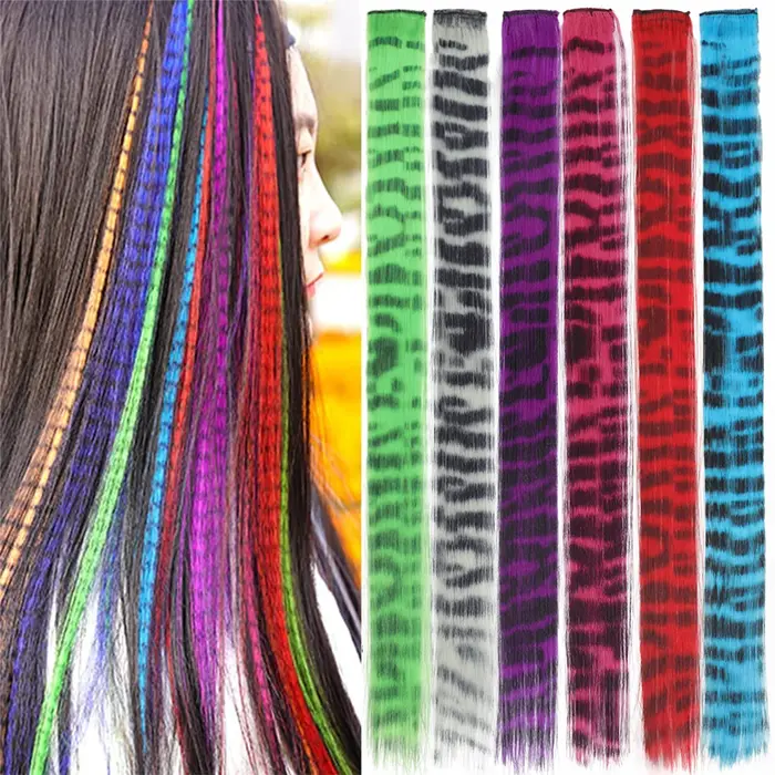 Extensions de cheveux synthétiques colorées partie mettre en évidence