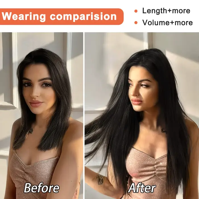 Extensions synthétiques noires naturelles à clips