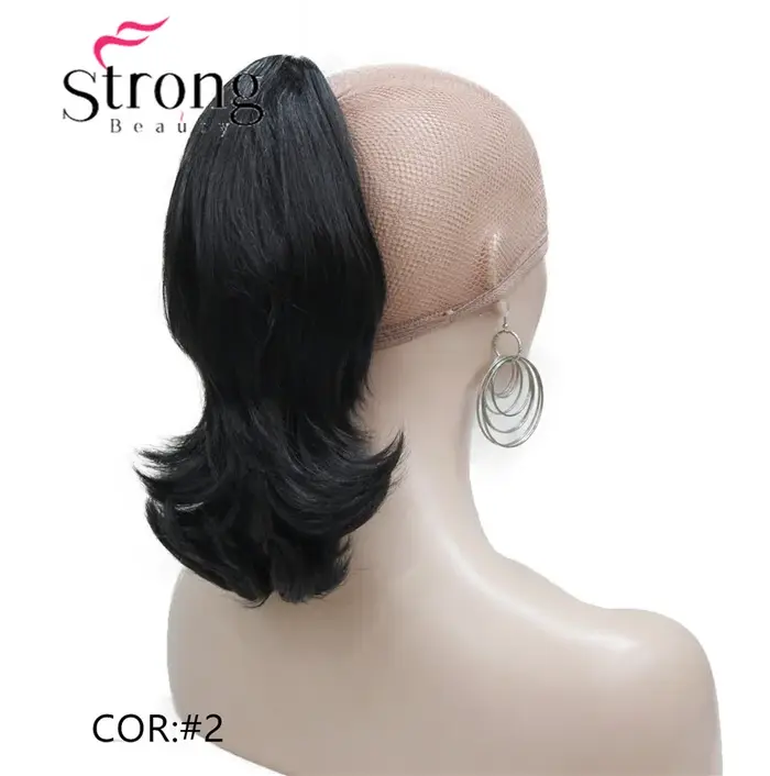 StrongBeauty-Extension Capillaire Synthétique Ondulée Blonde de 12 Pouces, Postiche Queue de Cheval 