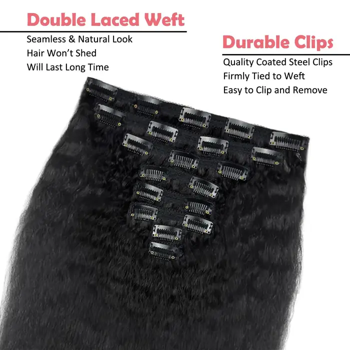 Extensions de cheveux à clipser de 18 pouces