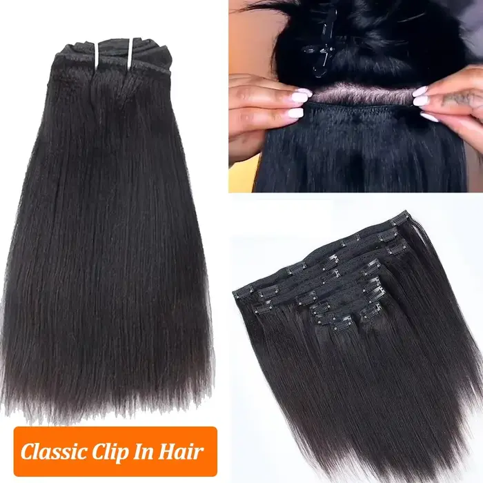 Extensions de cheveux humains Yaki lisses sans couture