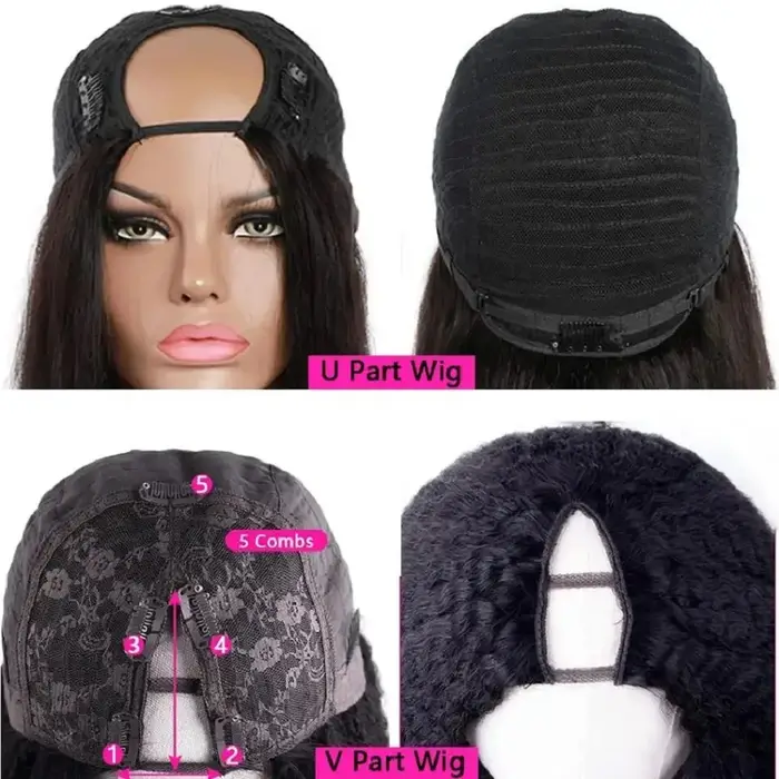 16-34 pouces longue droite V partie perruques de cheveux humains pour les femmes brésilien