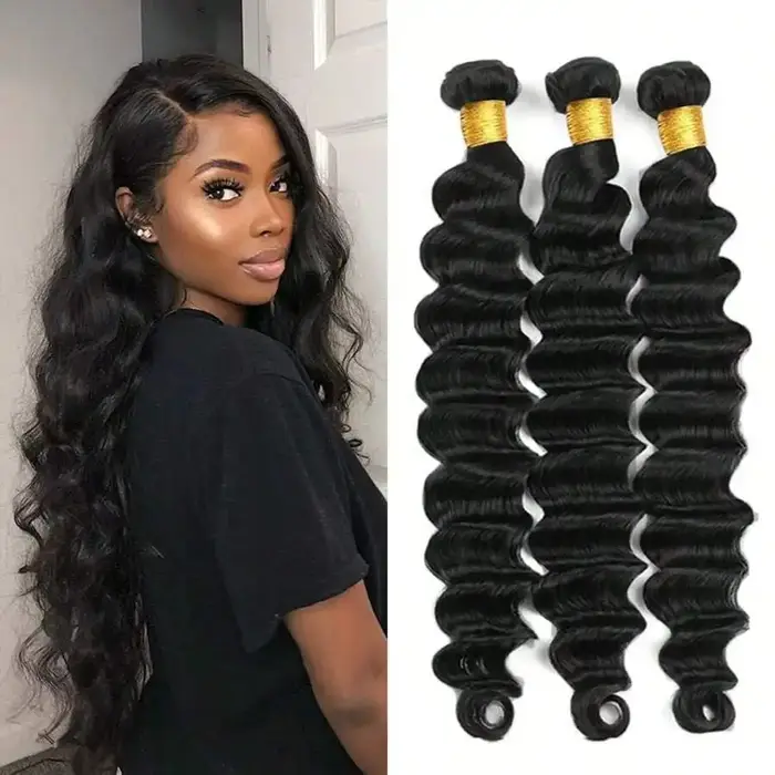 Extensions de cheveux humains brésiliens Remy vierges, ondulés profonds, épais, double trame, couleu